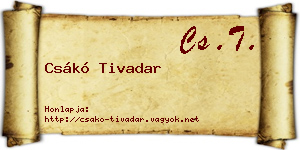 Csákó Tivadar névjegykártya